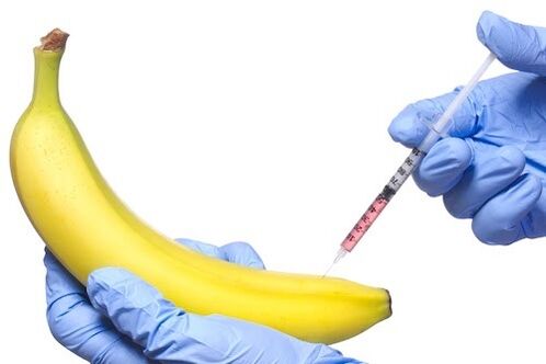 Penis enlargement by injection in the example of a banana