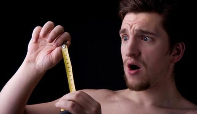 The man measured the penis before enlarging